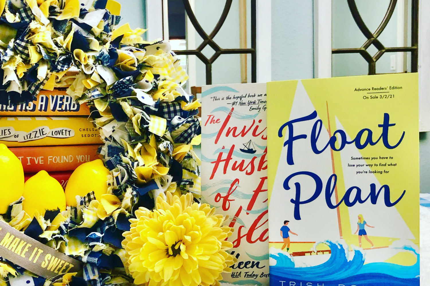 Books with summer wreath