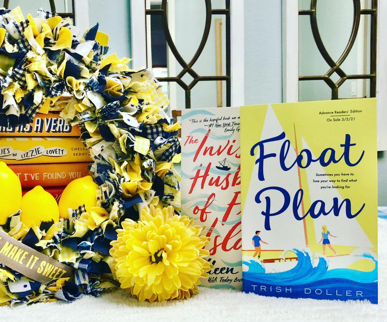 Books with summer wreath