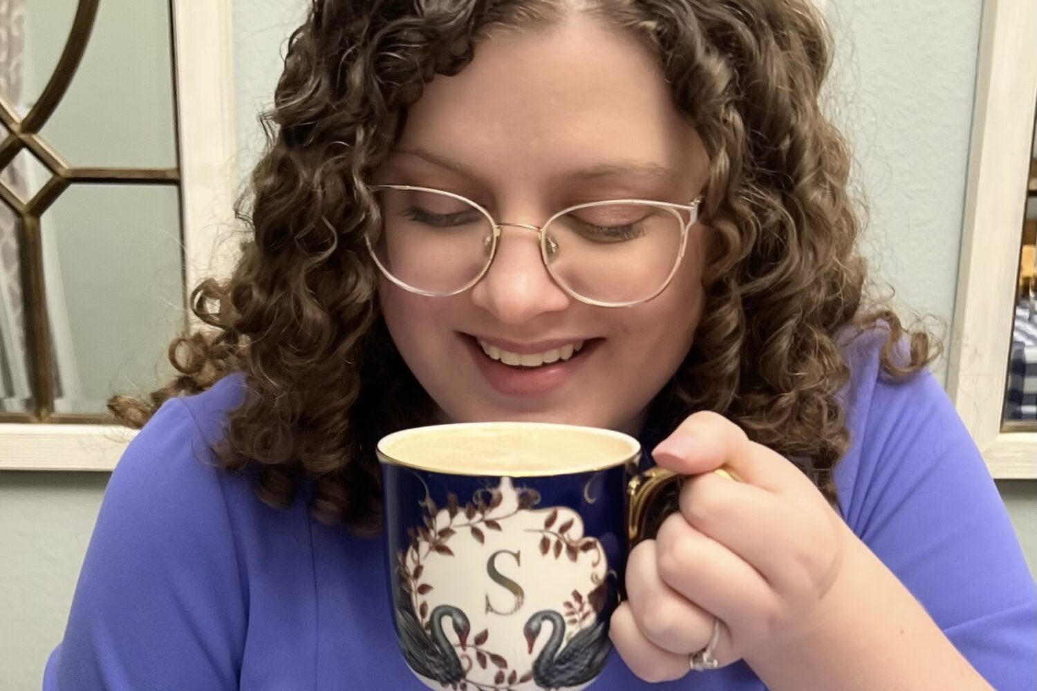 Me sipping a mug full of Clevr Blends Superlatte