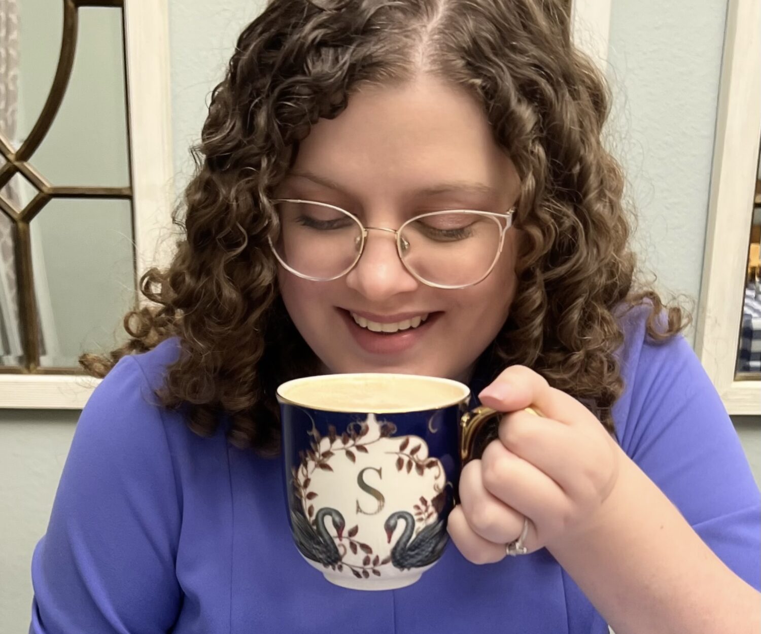 Me sipping a mug full of Clevr Blends Superlatte